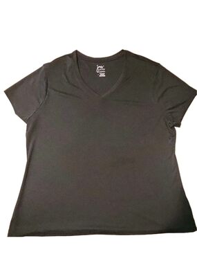 Just My Size Black V-Neck Short Sleeve Tee 3XL